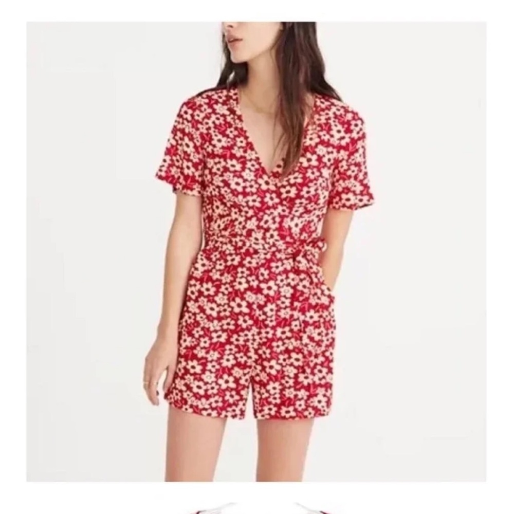 12 Madewell floral red romper
